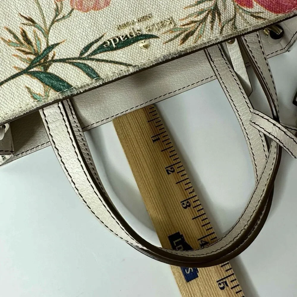 Kate Spade Thompson Street Sam Bag Floral Print Linen Crossbody‎ Purse Satchel